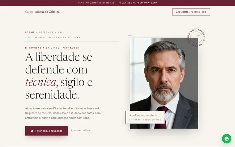 Landing de advocacia criminal
